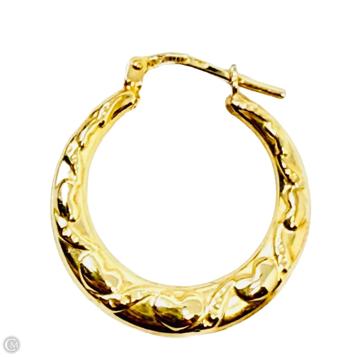 18K Yellow Gold Over Sterling Silver & Crystal Puffy Heart Hoop Earrings By Jordan MOM