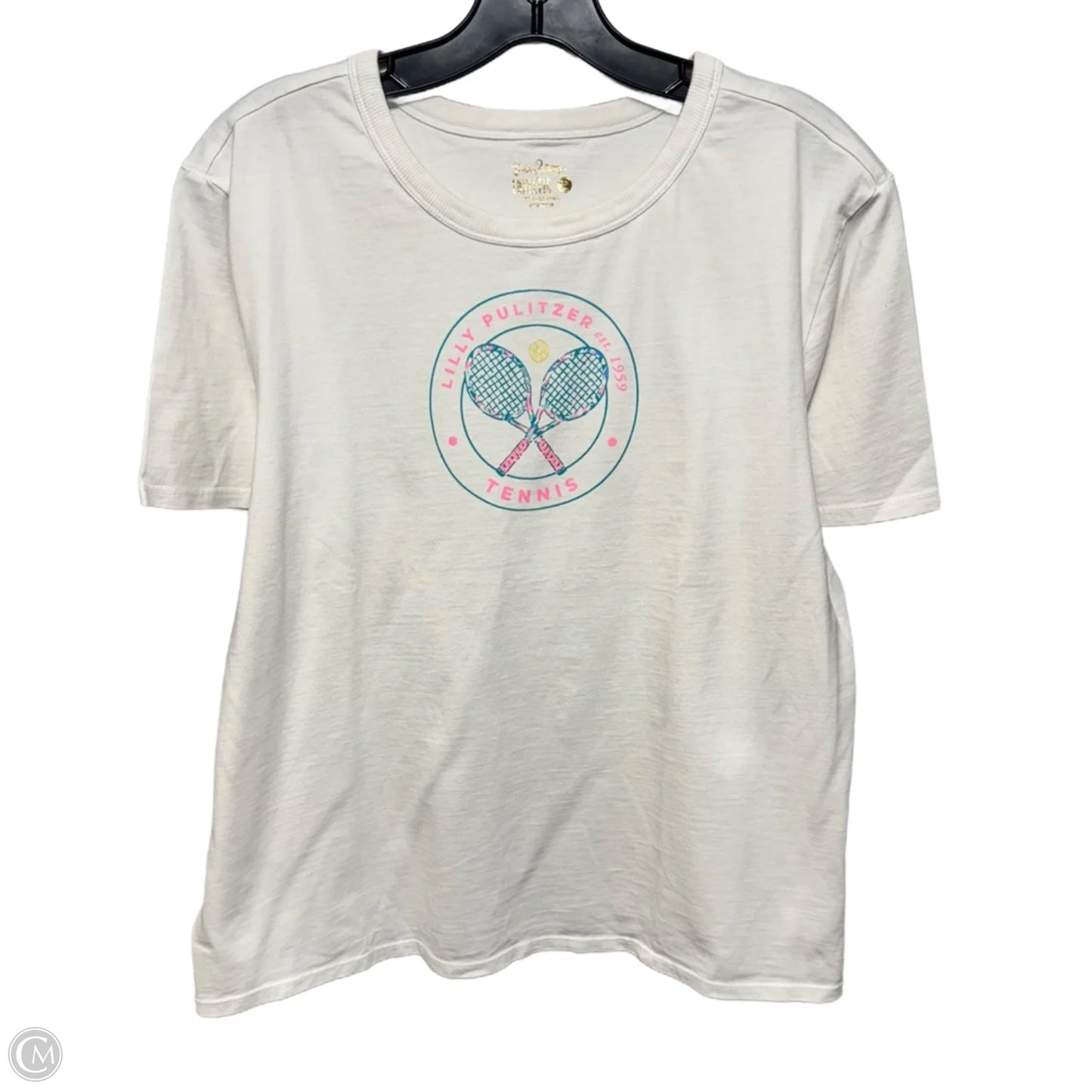 Tennis Top Short Sleeve Designer By Luxletic by Lilly Pulitzer In White, Size: L