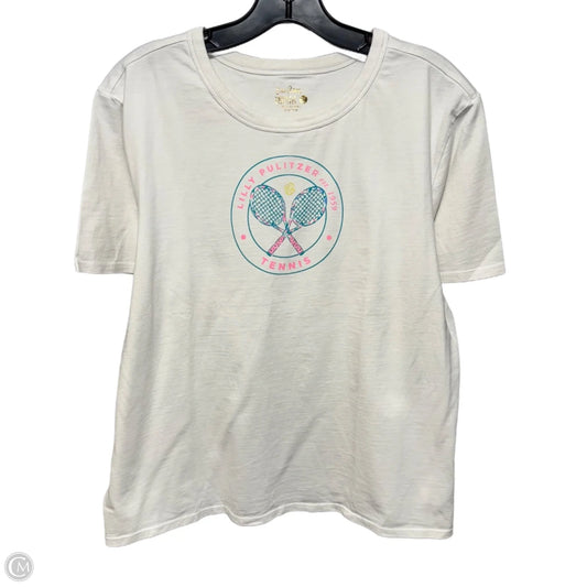 Tennis Top Short Sleeve Designer By Luxletic by Lilly Pulitzer In White, Size: L
