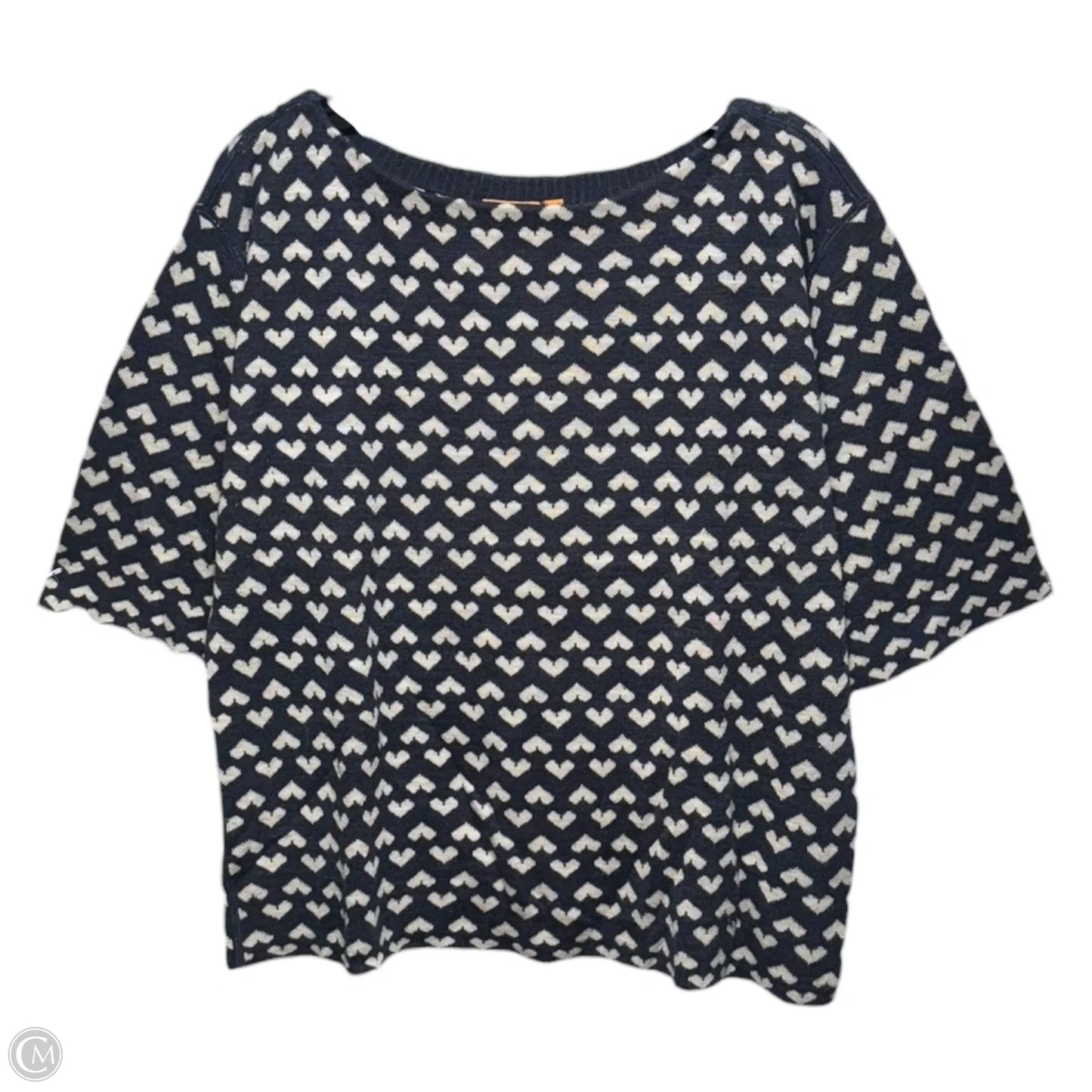 Sweater Designer By Tory Burch In Blue & Cream, Size: L