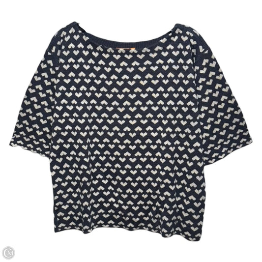 Sweater Designer By Tory Burch In Blue & Cream, Size: L