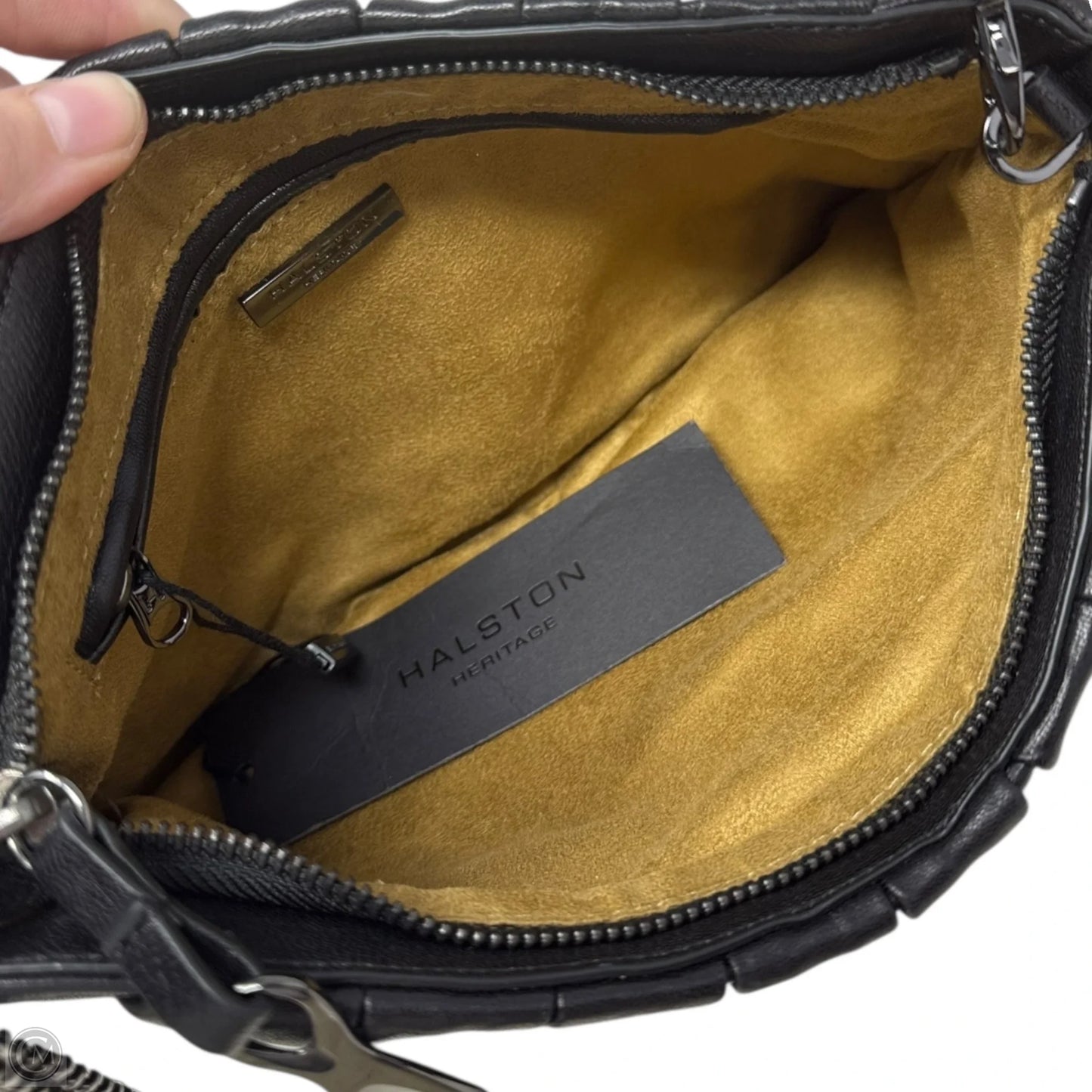 Gathered Leather Chain Strap By Halston Heritage, Size: Medium