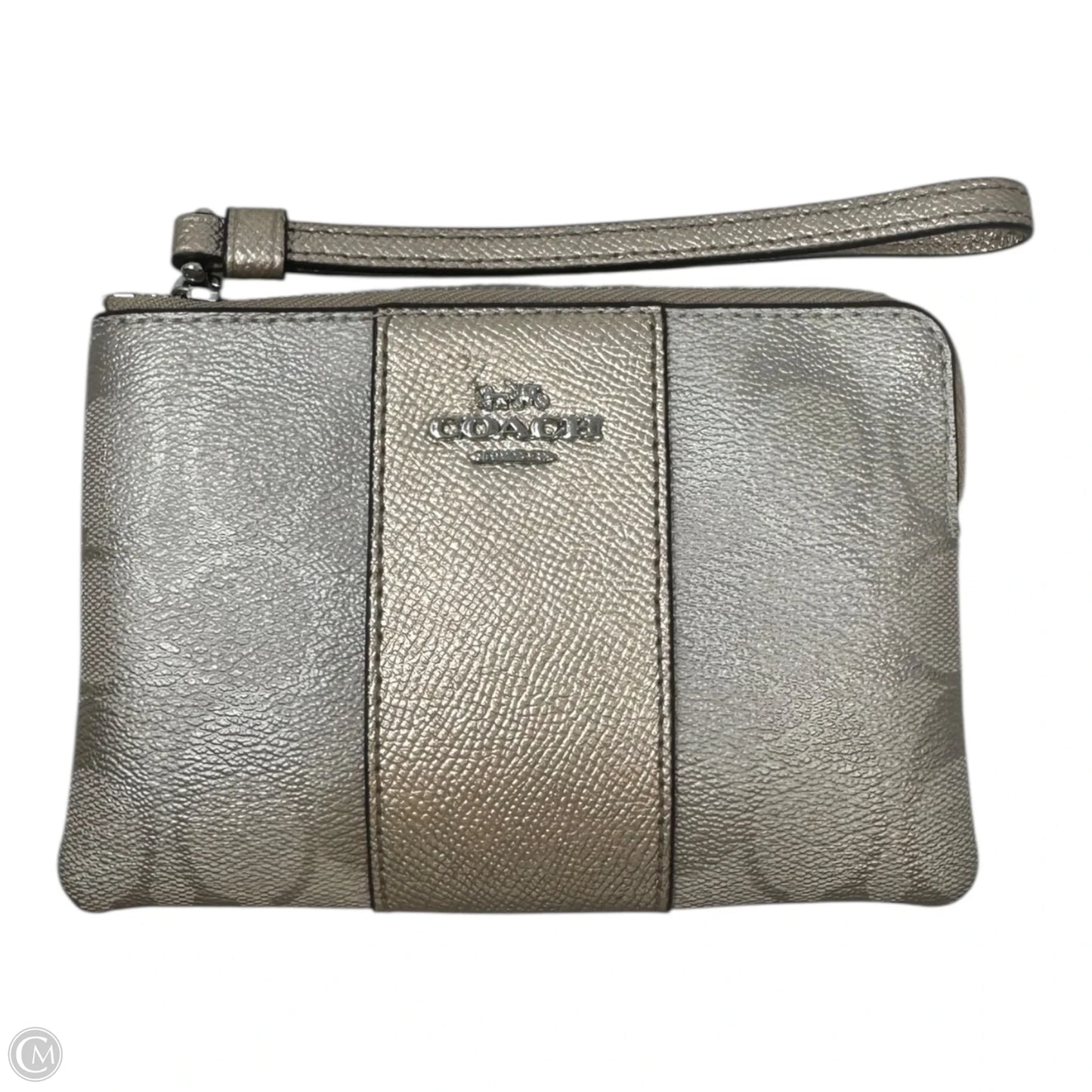 Metallic Wristlet Designer By Coach, Size: Medium