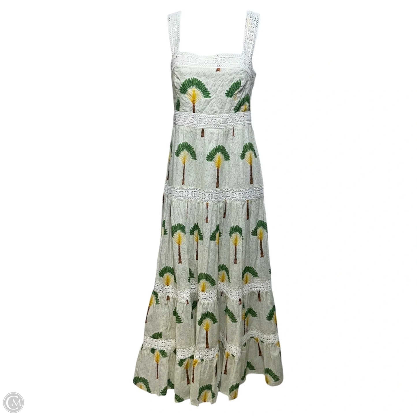 Smocked Cotton Tiered Ruffle Tropical Dress Casual Maxi By Calypso St Barth In Tropical Print, Size: S