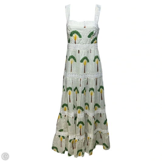 Smocked Cotton Tiered Ruffle Tropical Dress Casual Maxi By Calypso St Barth In Tropical Print, Size: S