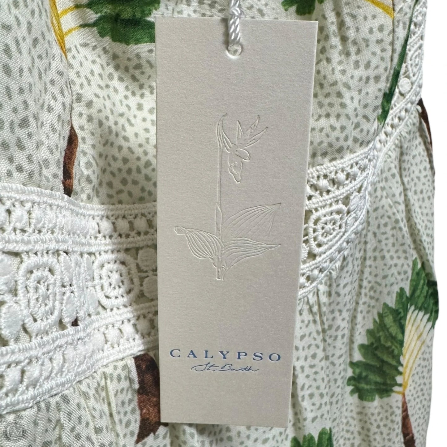 Smocked Cotton Tiered Ruffle Tropical Dress Casual Maxi By Calypso St Barth In Tropical Print, Size: S