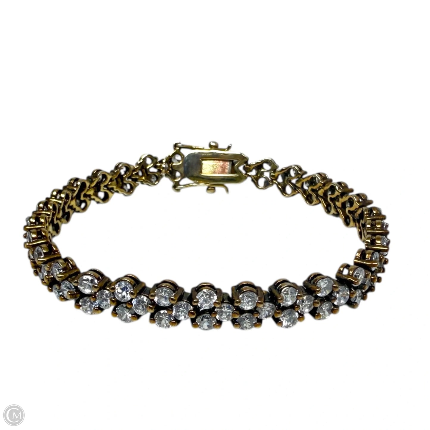 Vintage Gold Tone Double Row CZ Tennis Bracelet