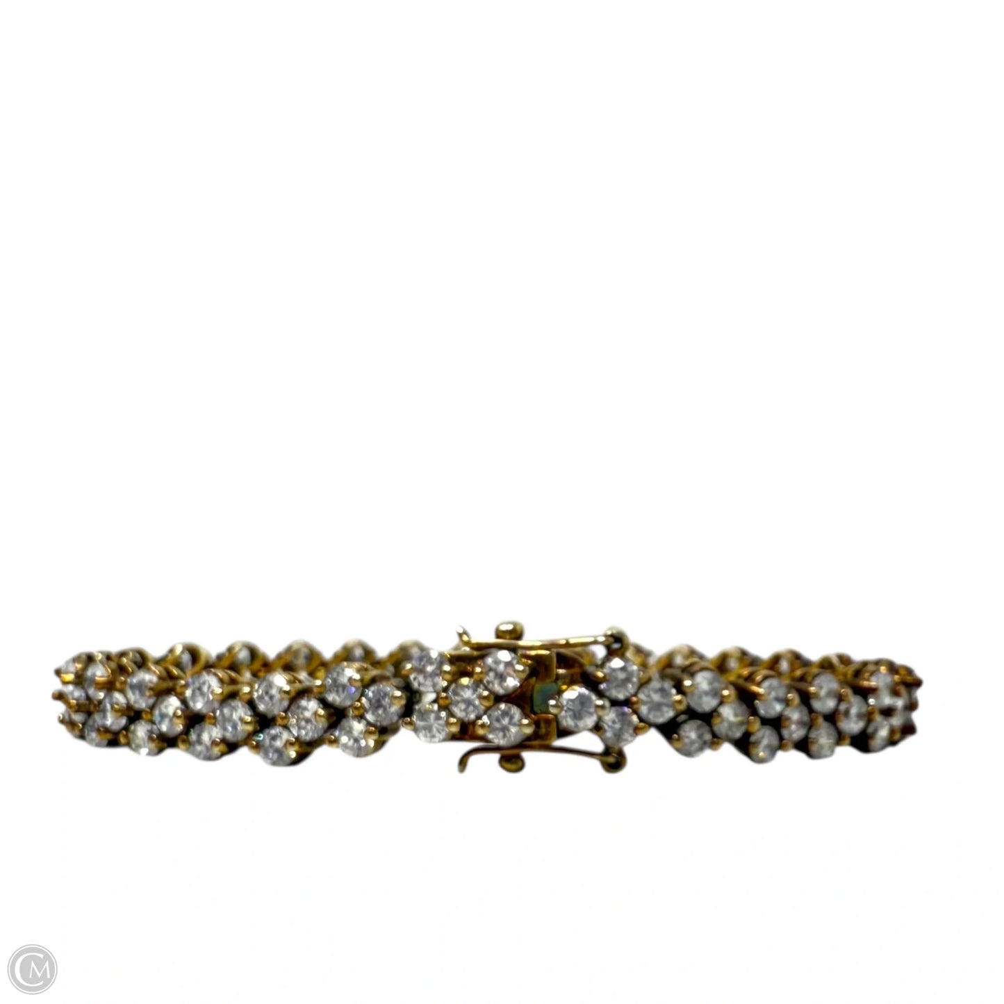 Vintage Gold Tone Double Row CZ Tennis Bracelet