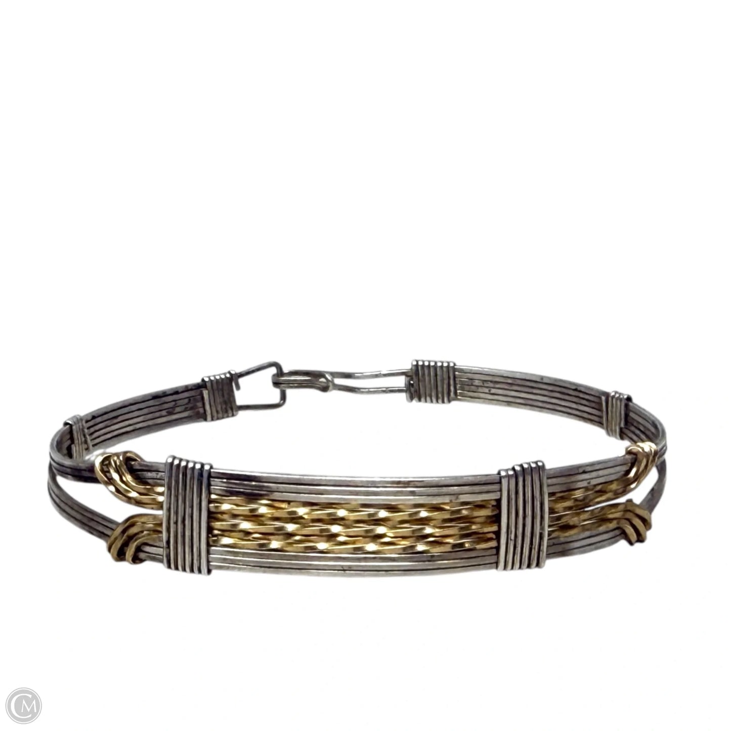 Wire Wrapped Two Tone Bracelet With Hook Closure