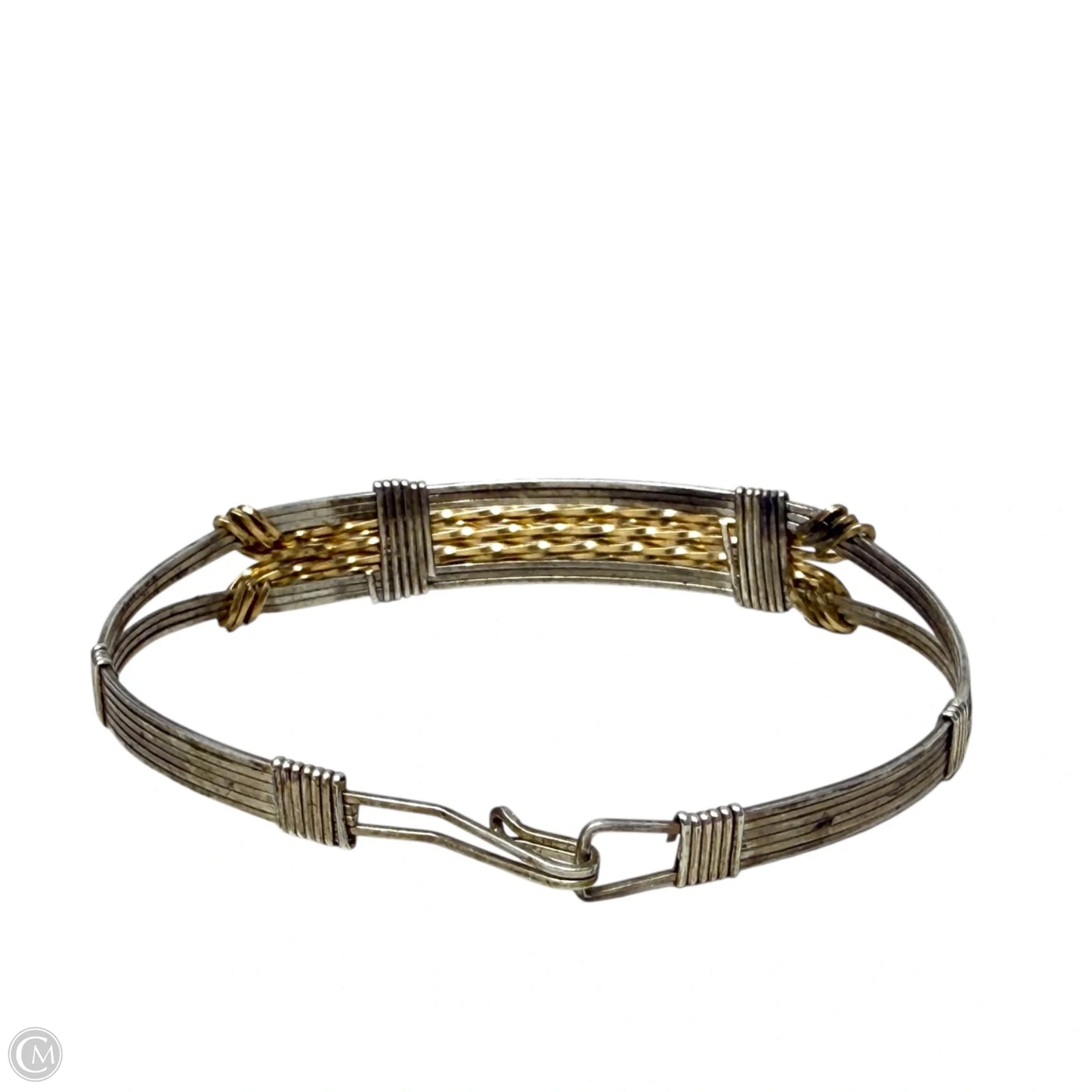 Wire Wrapped Two Tone Bracelet With Hook Closure