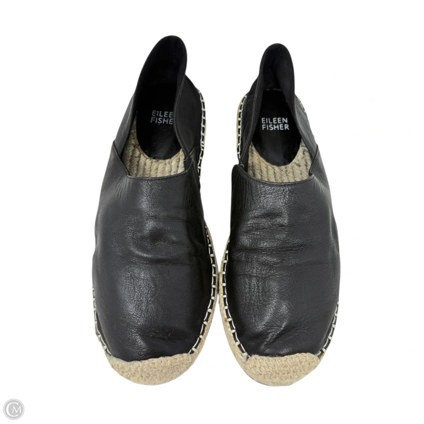 Myth Leather Espadrille Flats By Eileen Fisher In Black, Size: 7