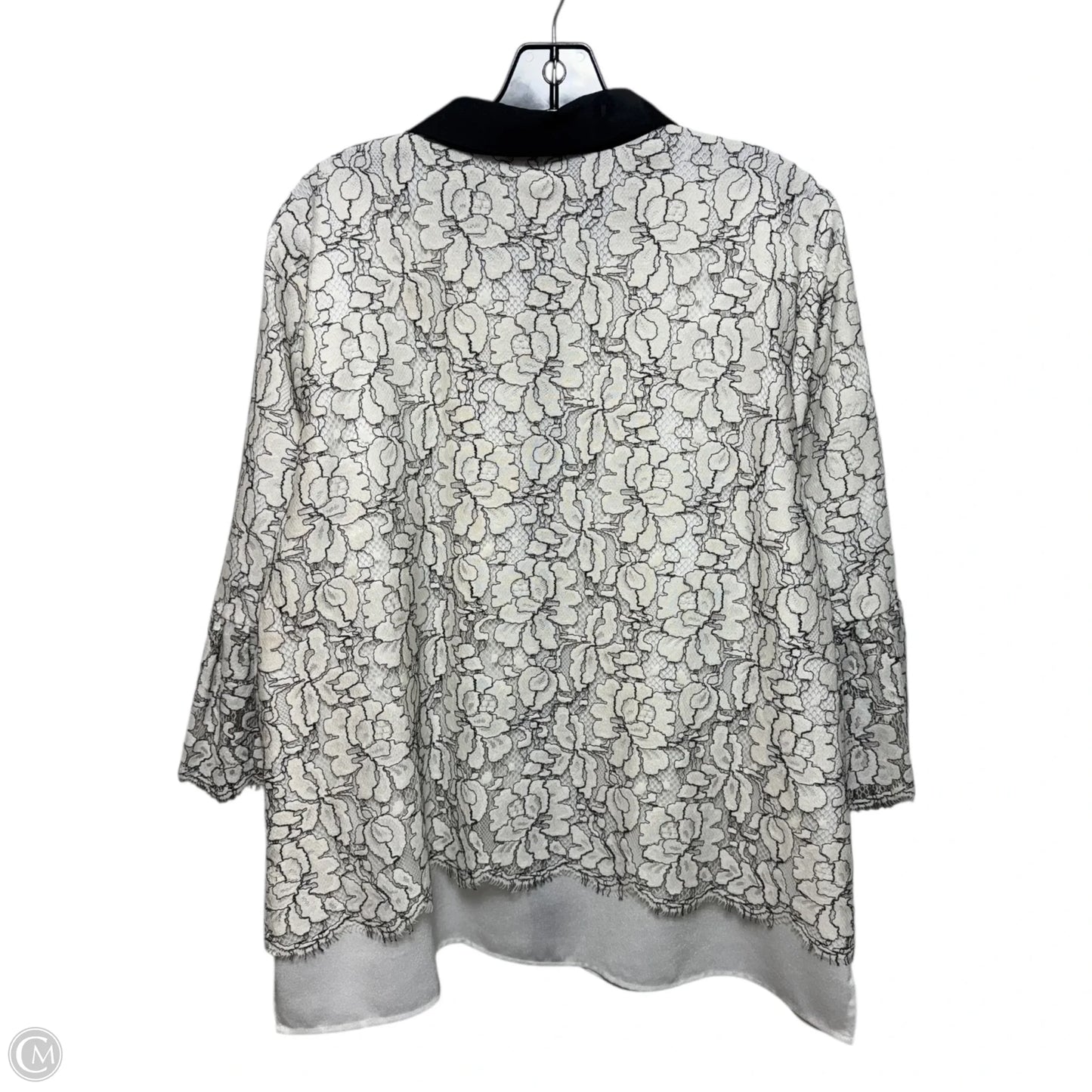 Lace Top Long Sleeve Designer By Karl Lagerfeld In Black & White, Size: Xl