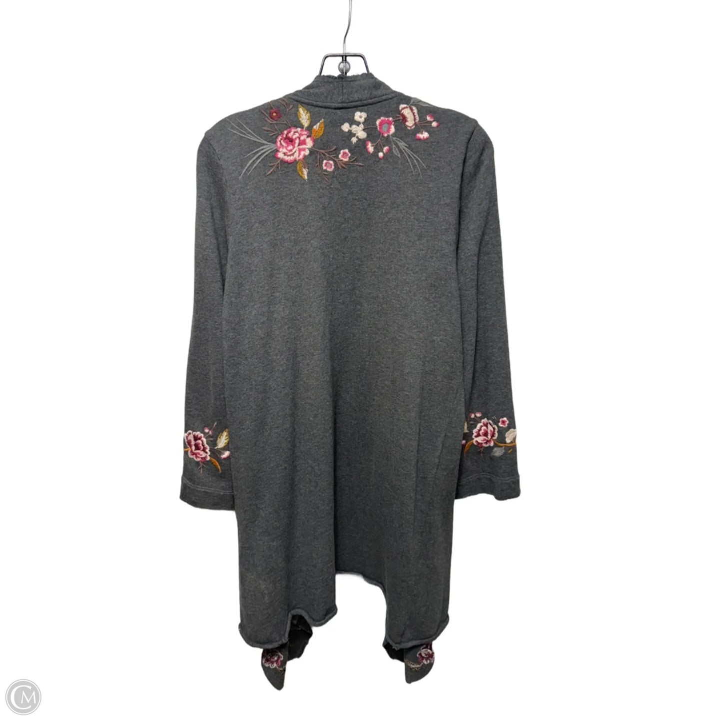 Isla Floral Embroidered Draped Cardigan By Johnny Was In Grey, Size: M