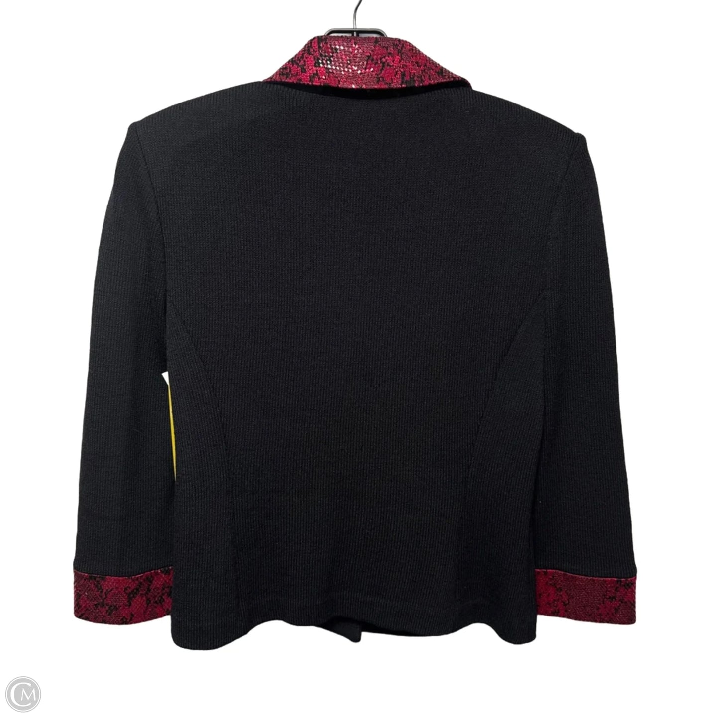 Snakeskin Paillette Trim Blazer Luxury Designer By St John Collection In Black & Red, Size: 6