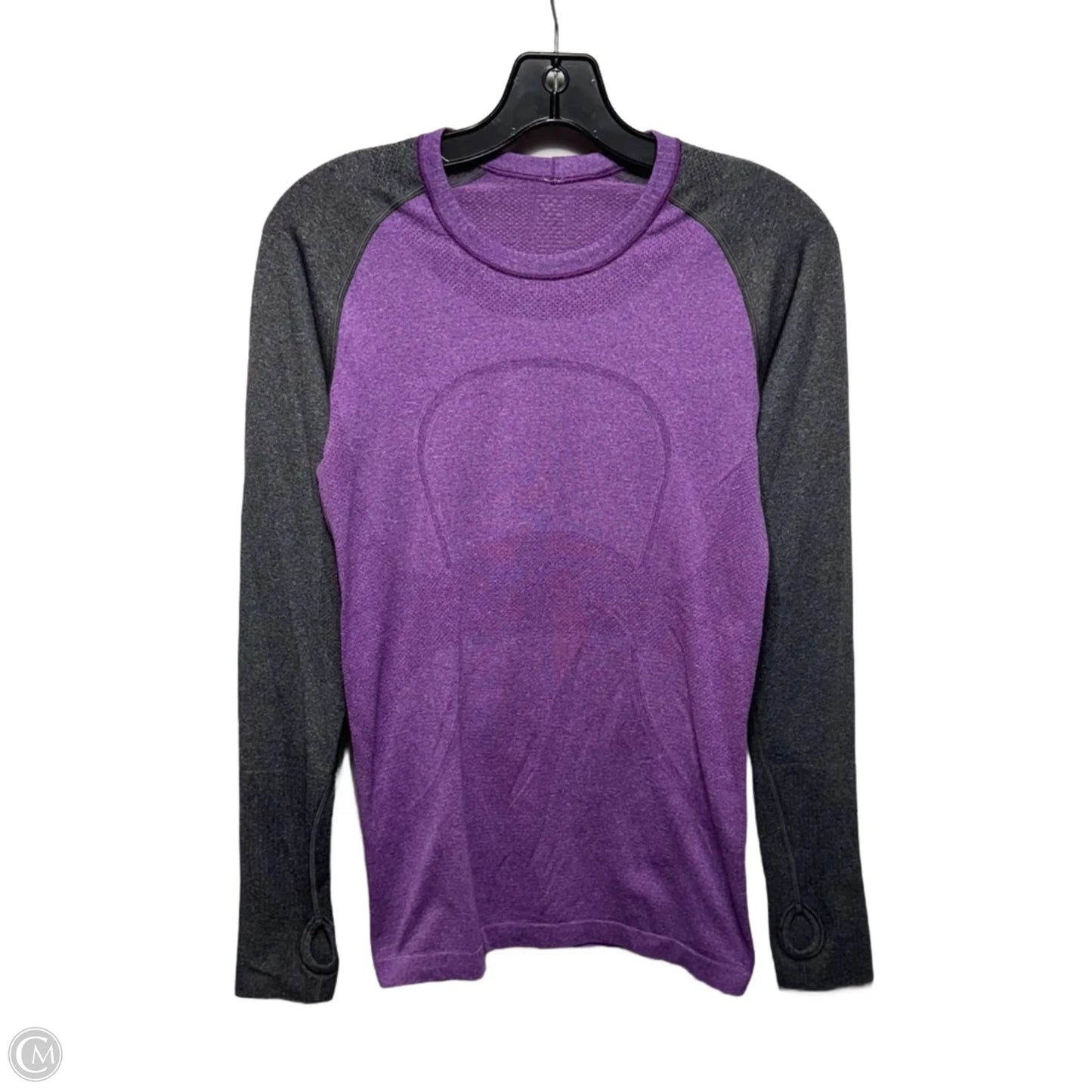Athletic Top Long Sleeve Crewneck By Lululemon In Grey & Purple, Size: 6
