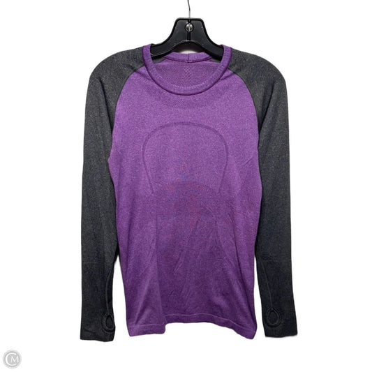 Athletic Top Long Sleeve Crewneck By Lululemon In Grey & Purple, Size: 6