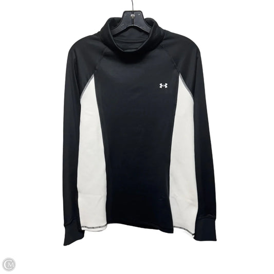 Athletic Top Long Sleeve Collar By Under Armour In Black & White, Size: L