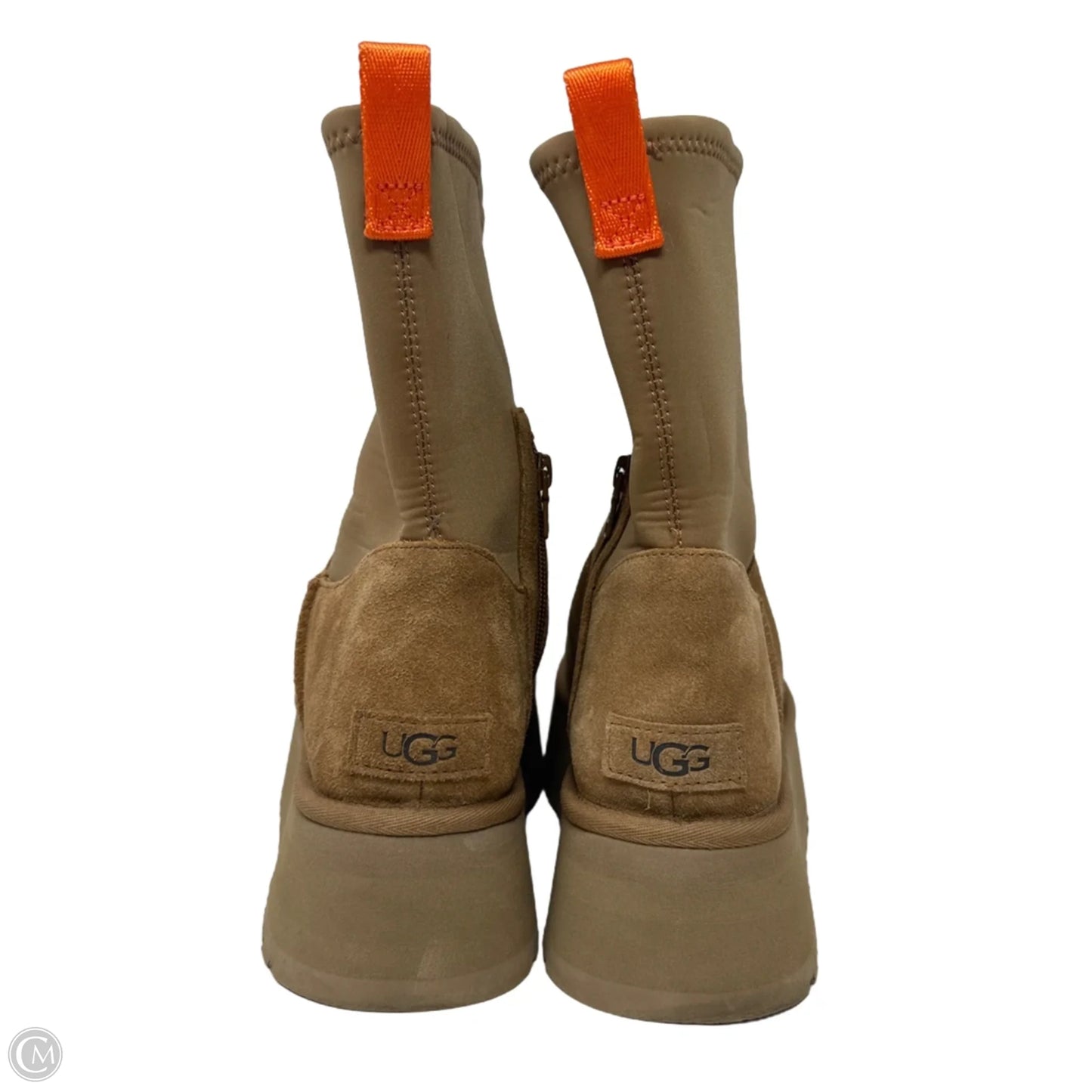 Classic Dipper Platform Boots Designer By Ugg In Brown, Size: 10