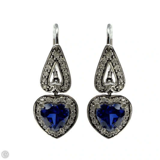 Lab-Created Blue & White Sapphire Sterling Silver Heart Drop Earrings By Stella Grace