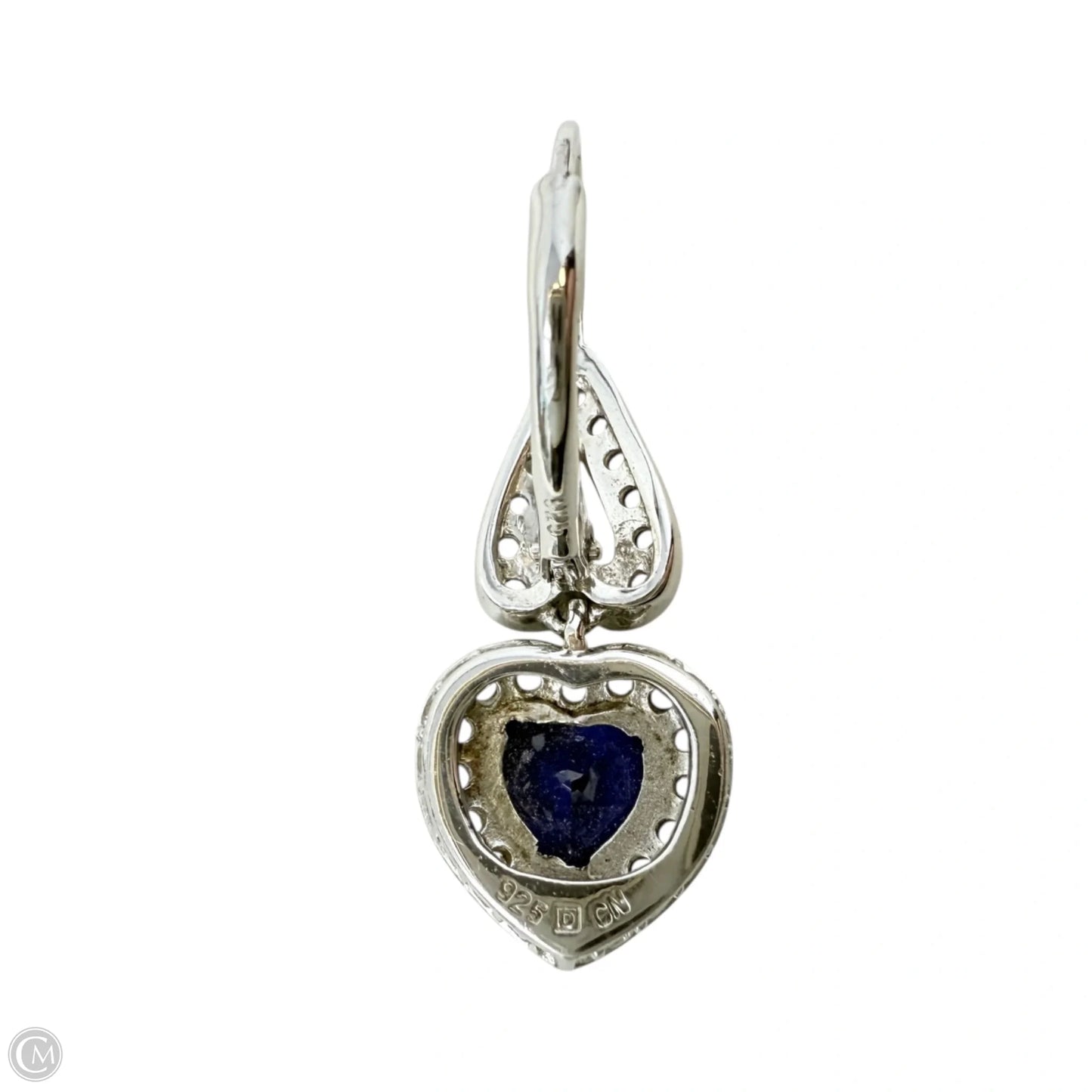 Lab-Created Blue & White Sapphire Sterling Silver Heart Drop Earrings By Stella Grace