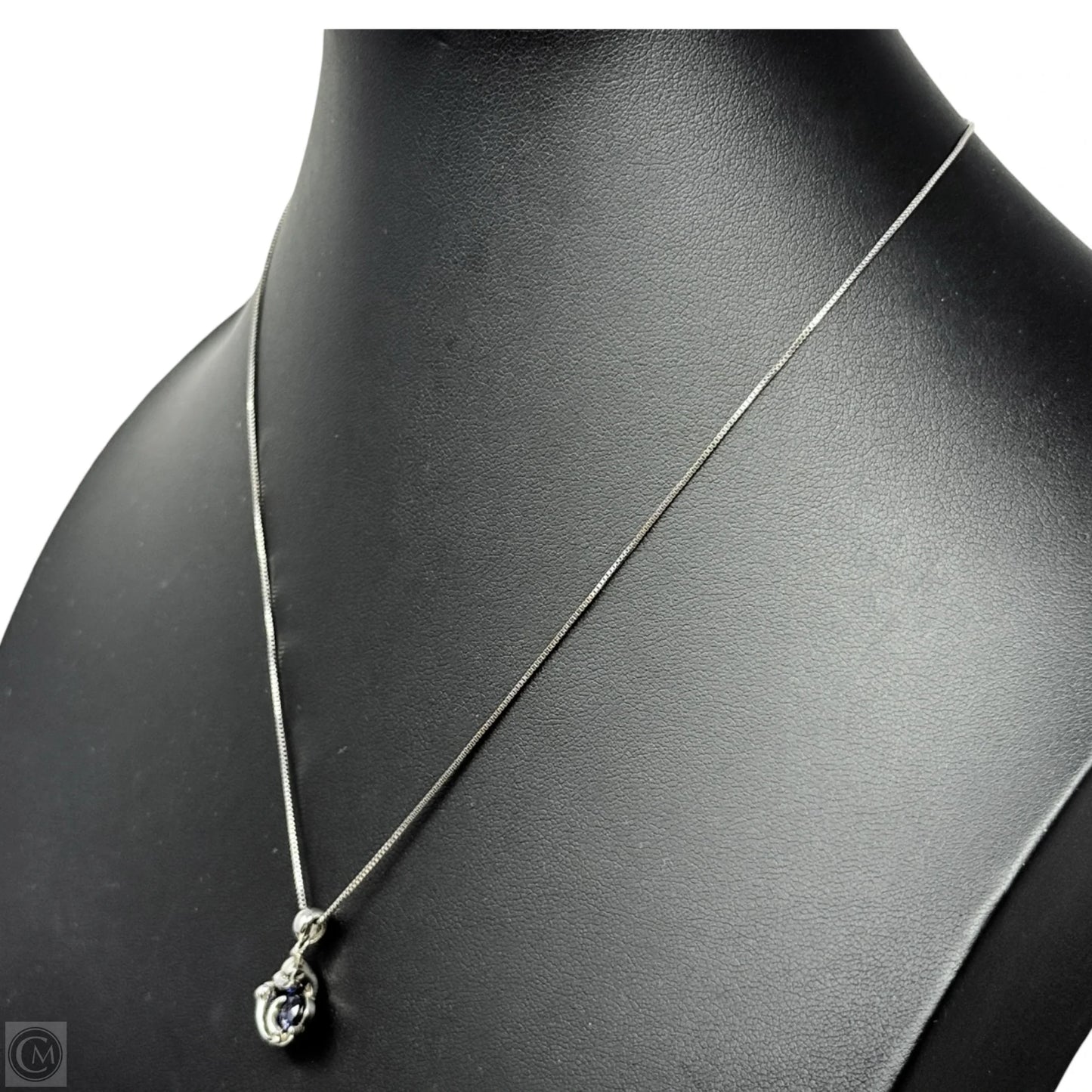 Sterling Silver & Sapphire CZ Cat Necklace