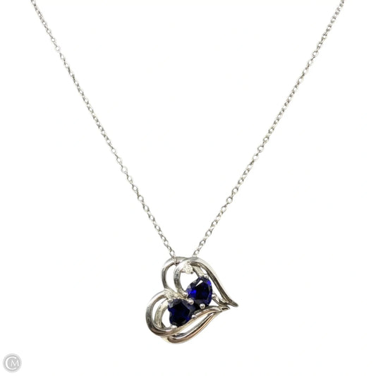 Sterling Silver Lab Created Sapphire and Diamond Heart Necklace By Miadora