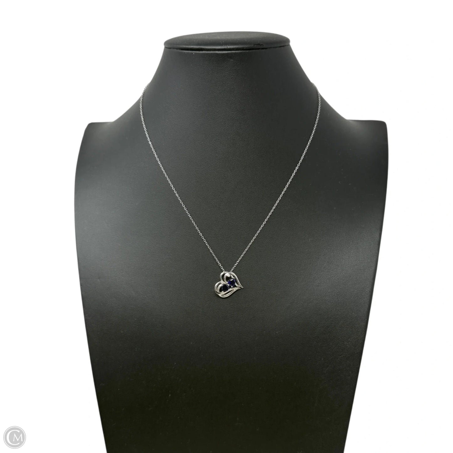 Sterling Silver Lab Created Sapphire and Diamond Heart Necklace By Miadora
