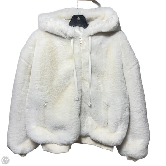 Hooded Jacket Faux Fur & Sherpa By Blanc Noir In White, Size: L