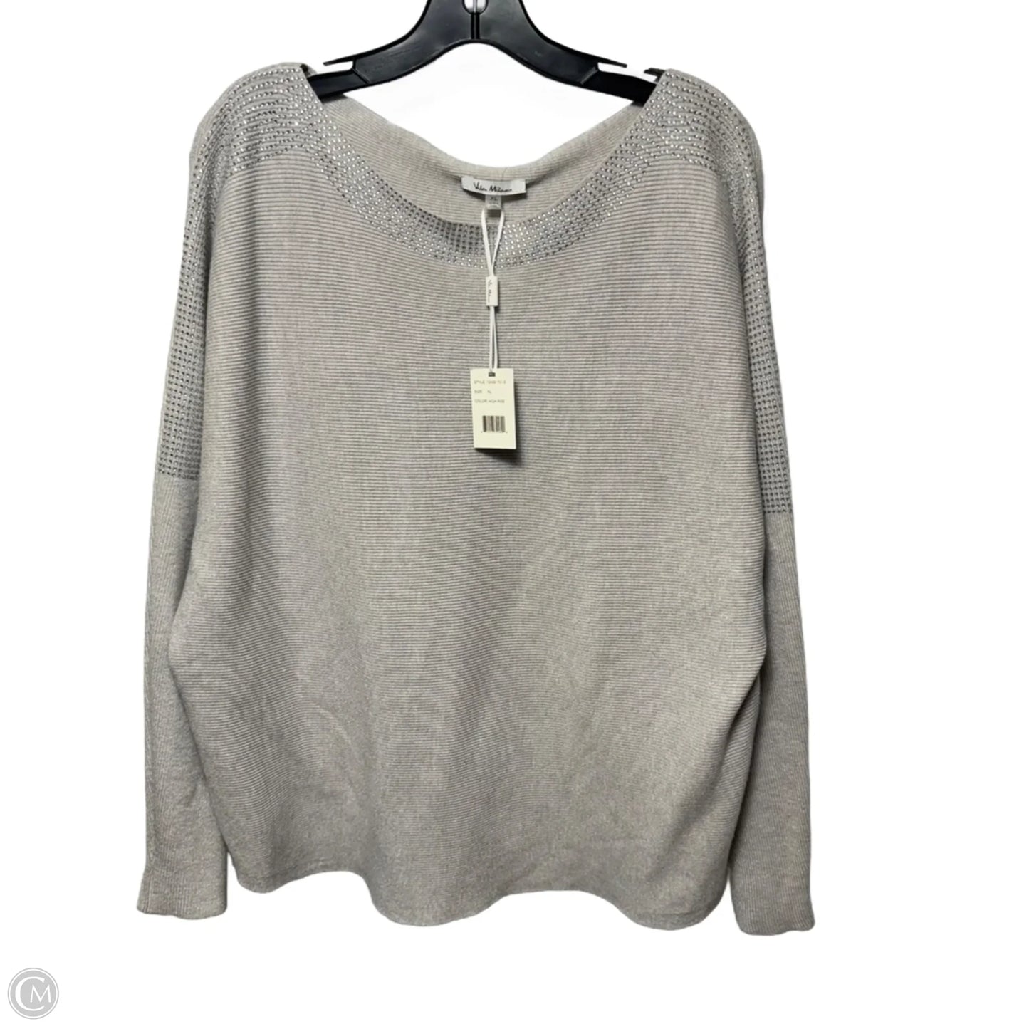 Rhinestone Trim Sweater By Vila Milano In Grey, Size: Xl
