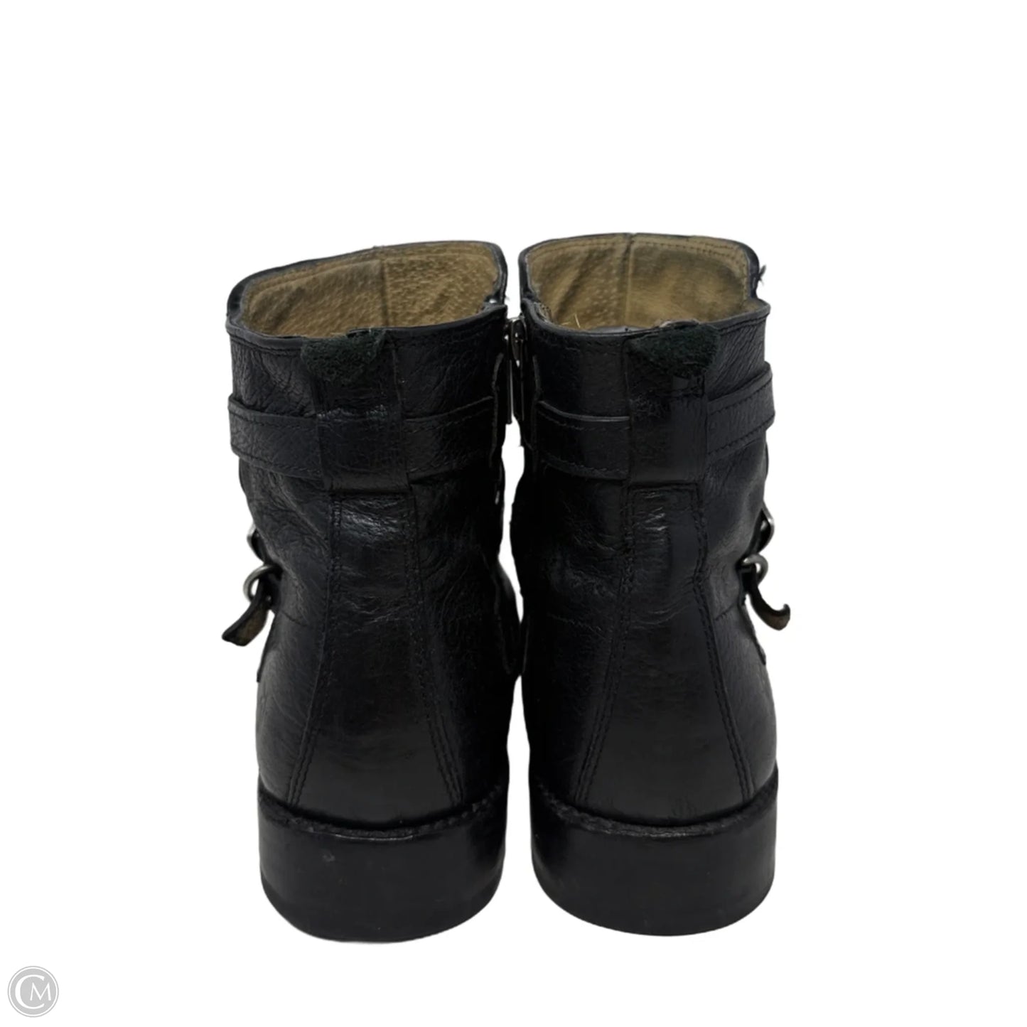 Jayden Cross Strap Moto Ankle Boots Designer By Frye In Black, Size: 10