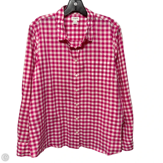 Top Long Sleeve By J. Crew In Pink & White, Size: Xxl