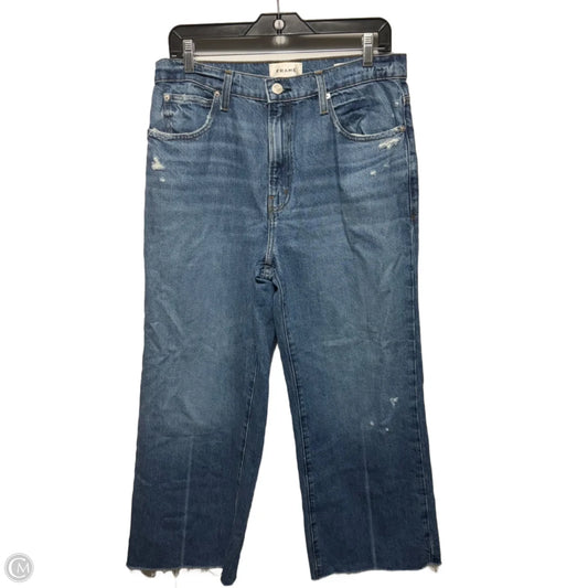 Relaxed Straight Jeans By Frame In Blue Denim, Size: 8