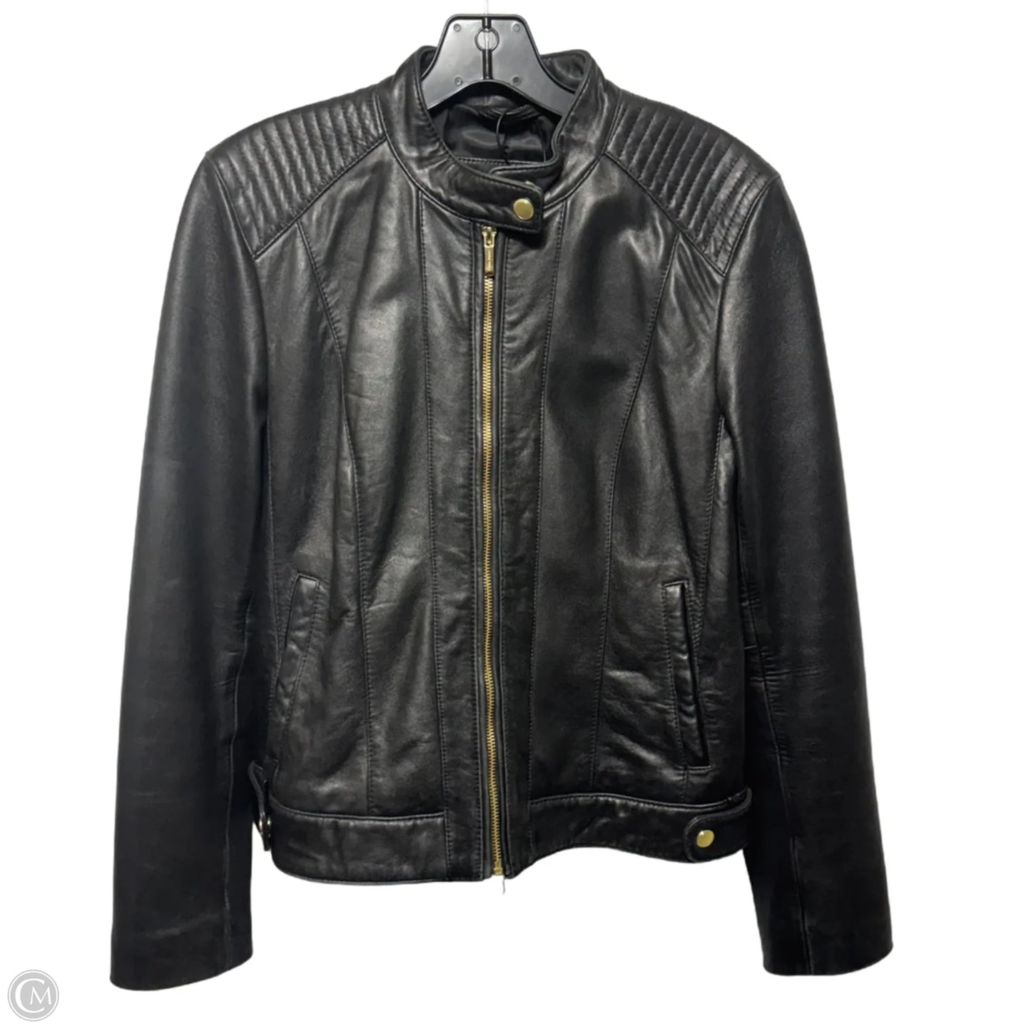 Jacket Leather By Cole-haan In Black, Size: M