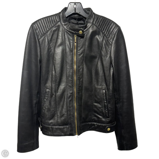 Jacket Leather By Cole-haan In Black, Size: M