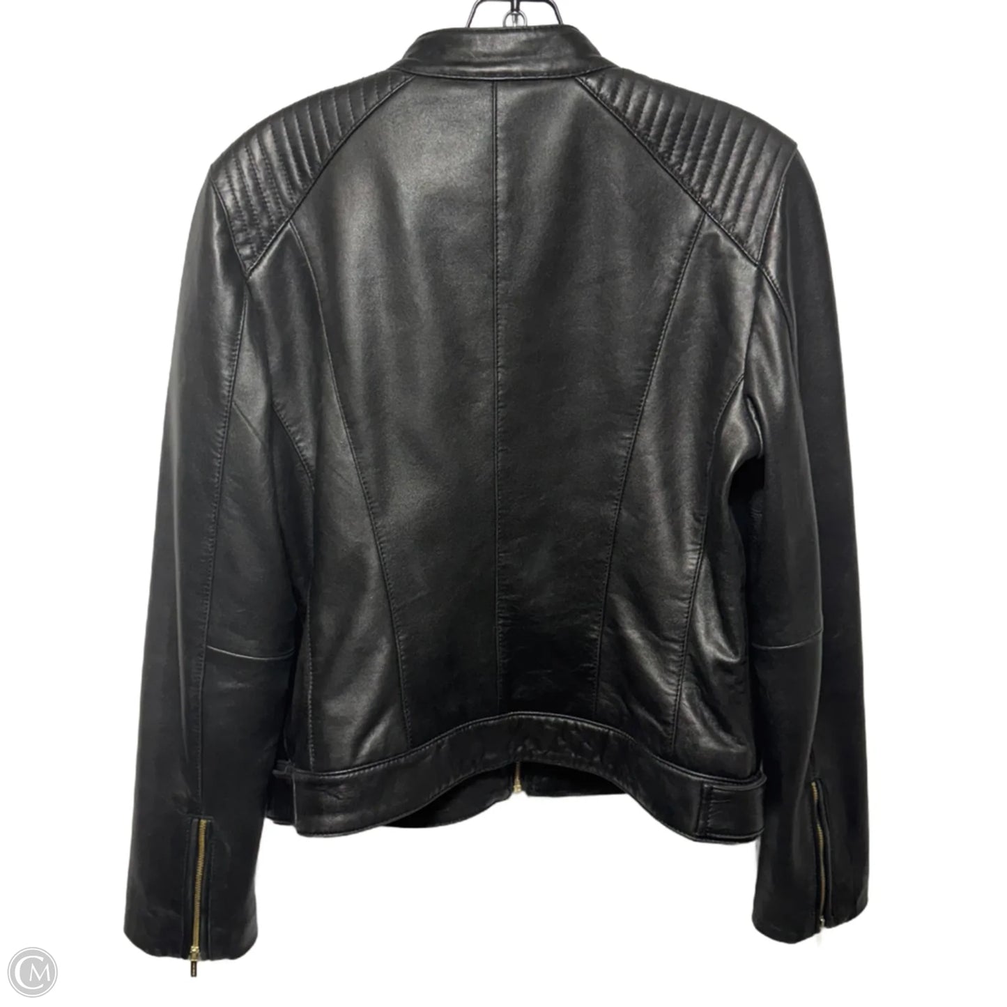 Jacket Leather By Cole-haan In Black, Size: M