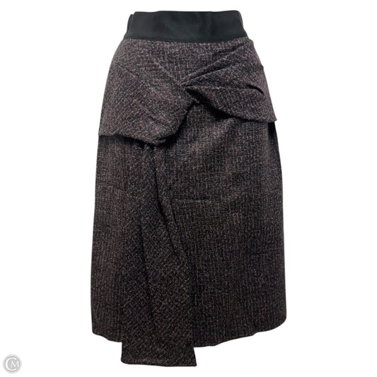 Vintage Wool & Silk Midi Skirt Luxury Designer By Oscar De La Renta In Multi-colored, Size: 6