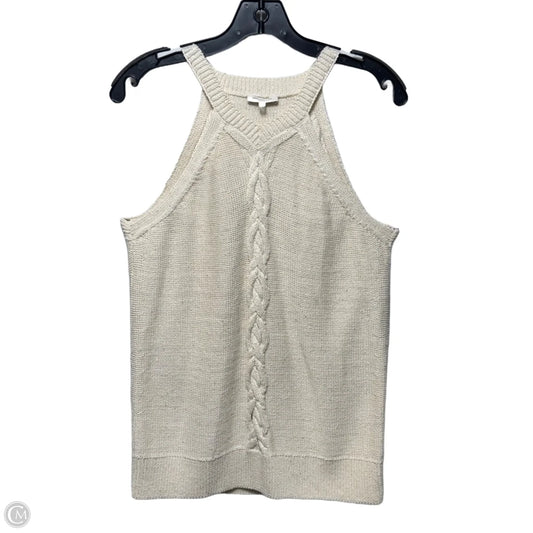 Linen Blend Knit Top Sleeveless Designer By Lafayette 148 In Cream, Size: M