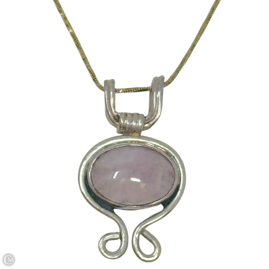 Vintage Mexican Sterling Silver & Rose Quartz Pendant Necklace