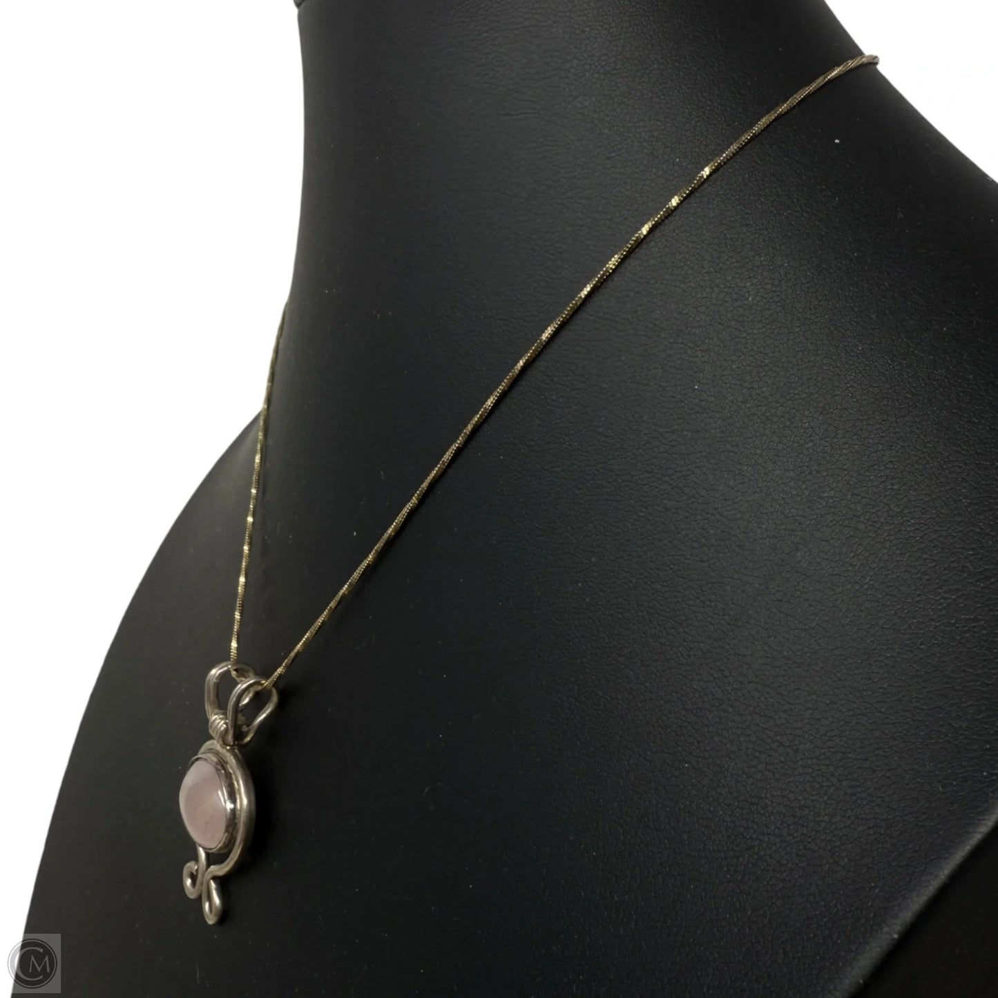 Vintage Mexican Sterling Silver & Rose Quartz Pendant Necklace