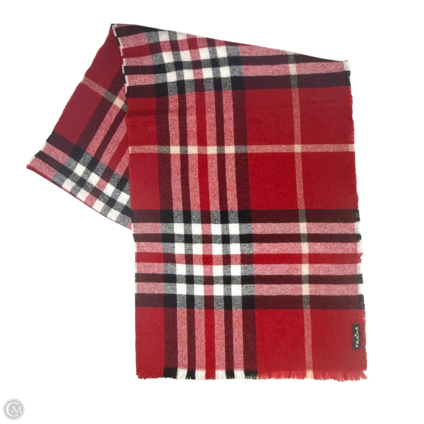 100% Cashmere Fringed Plaid Scarf By Fraas