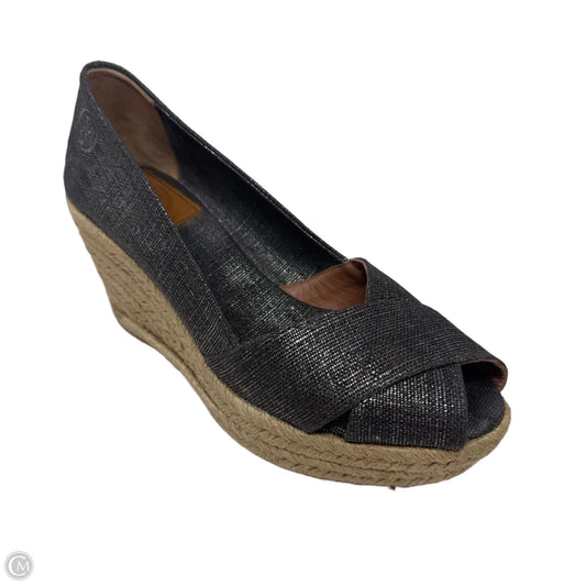 Filipa Wedge Espadrilles Designer By Tory Burch In Pewter, Size: 8
