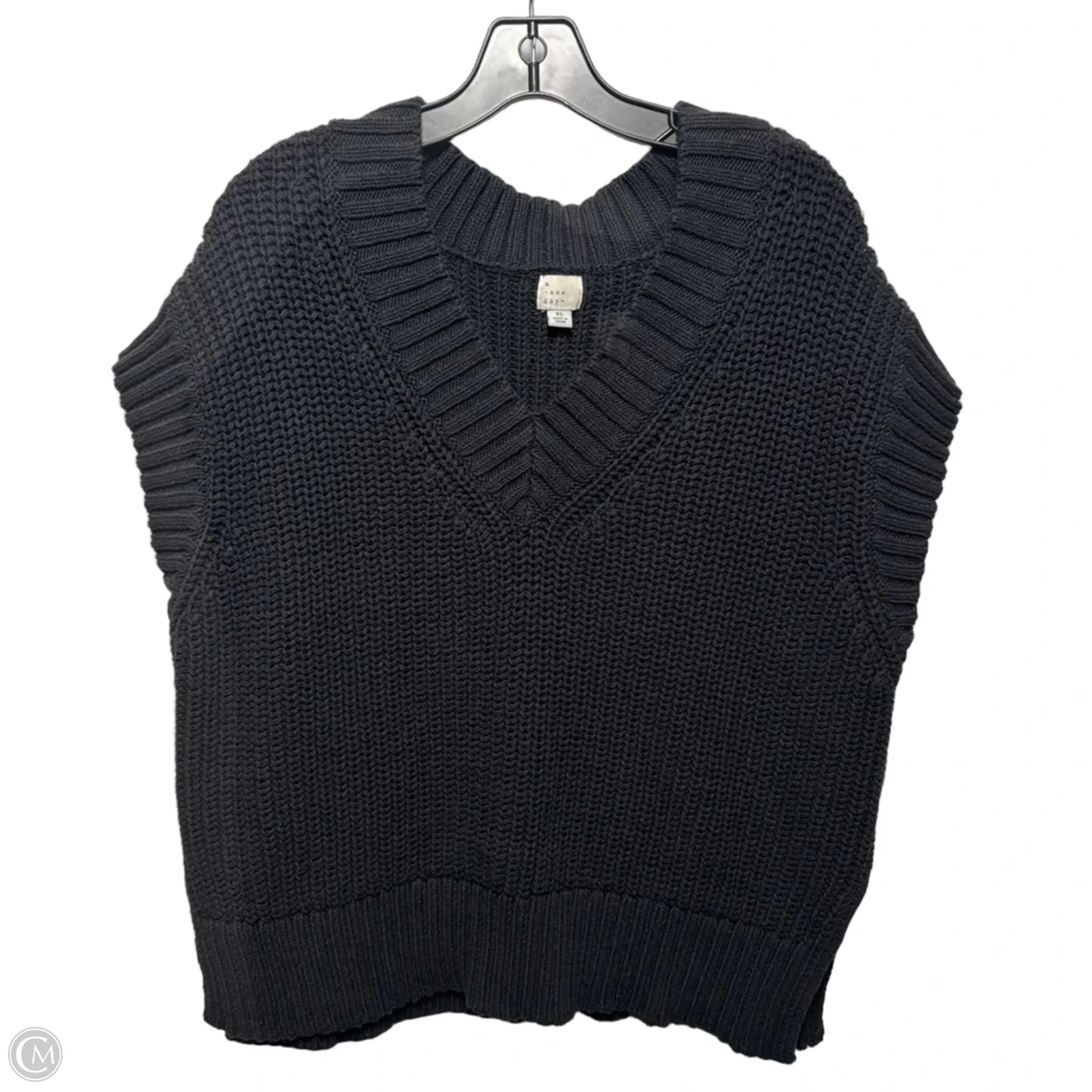 Vest Sweater By A New Day In Black, Size: Xl