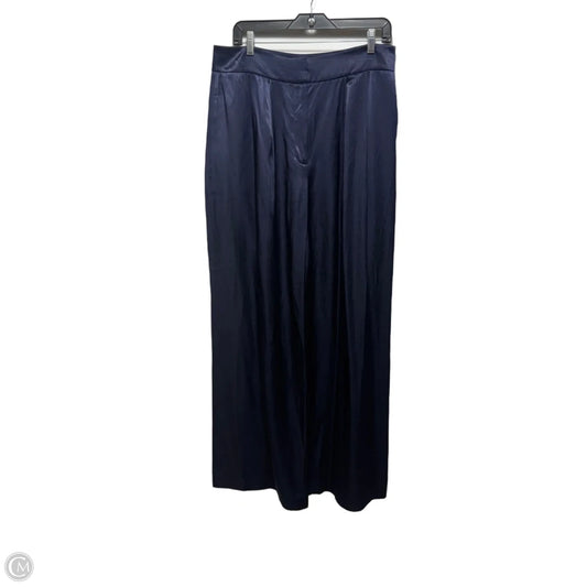Satin Tailored Wide Leg Flood Length Trouser By Ted Baker In Navy, Size: 10