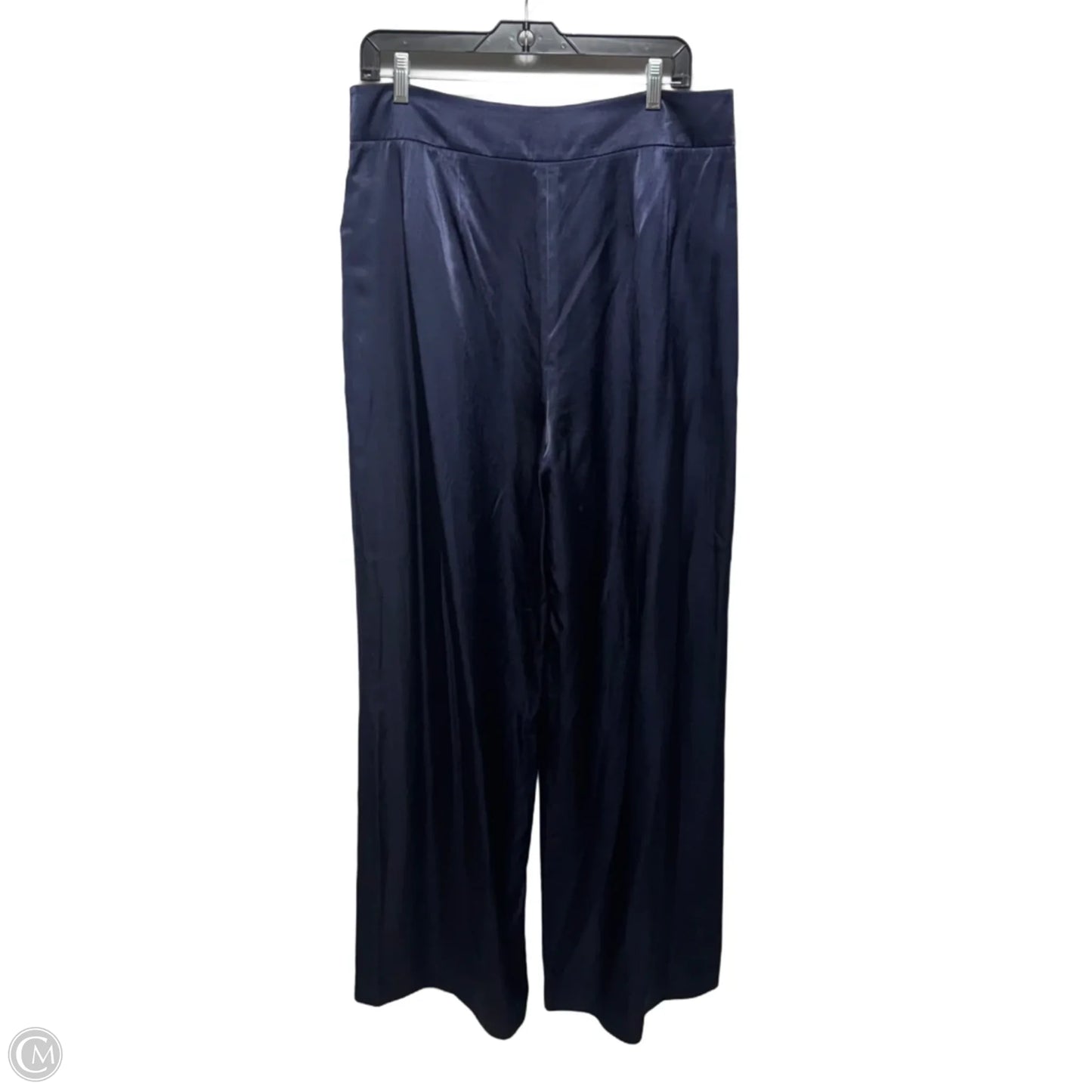 Satin Tailored Wide Leg Flood Length Trouser By Ted Baker In Navy, Size: 10