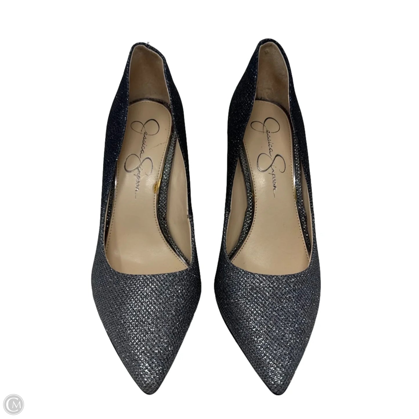 Shoes Heels Stiletto By Jessica Simpson In Black & Silver, Size: 9