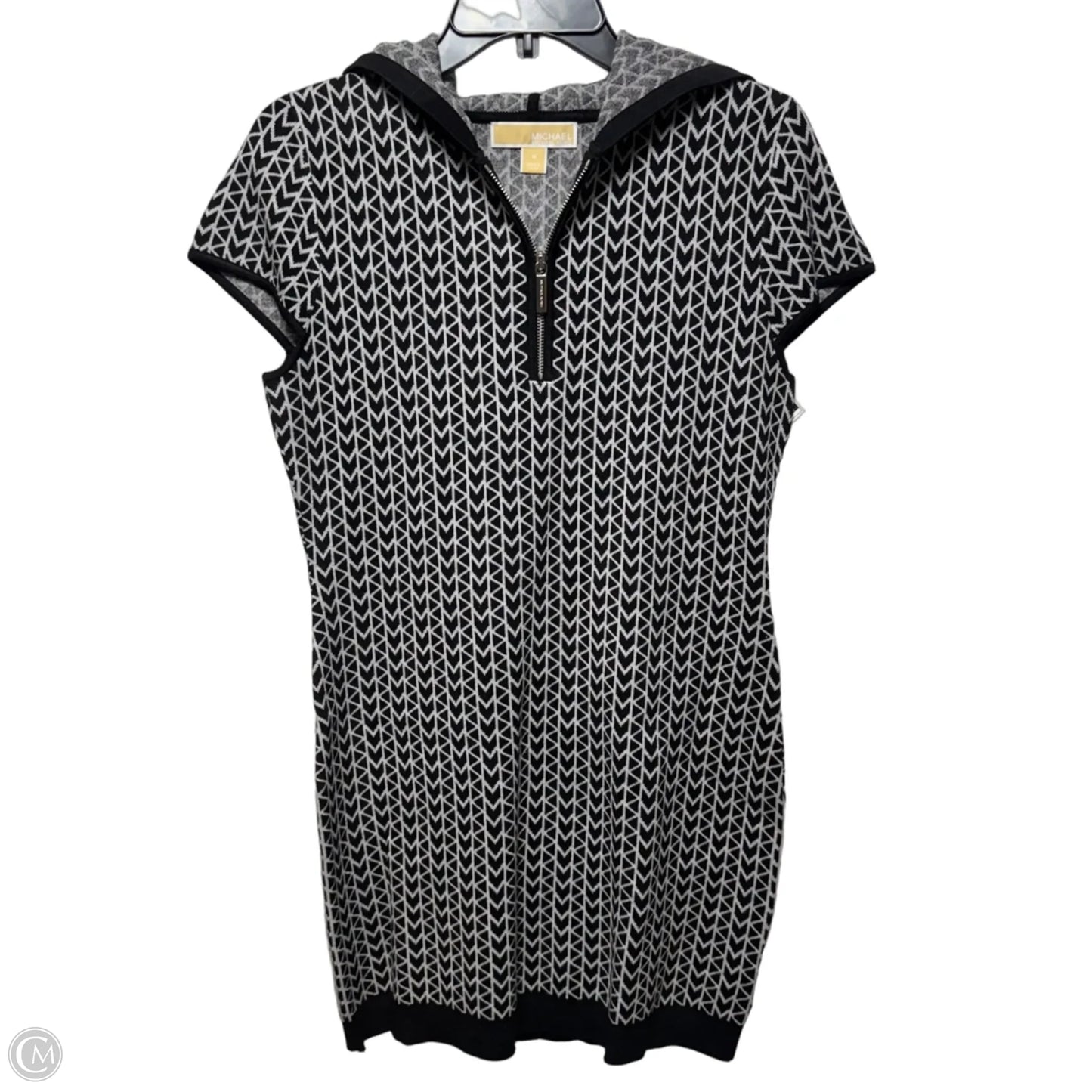 Hooded Dress Sweater By Michael By Michael Kors In Black & White, Size: M