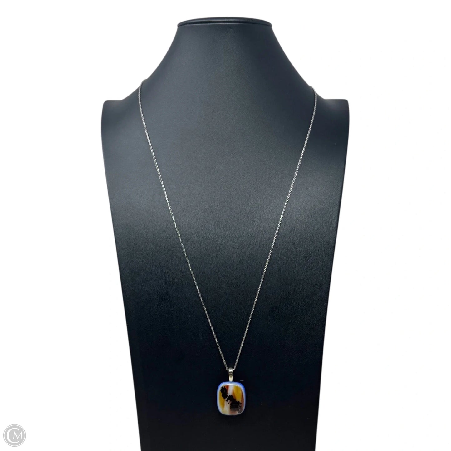 Glass Pendant Necklace Sterling Silver