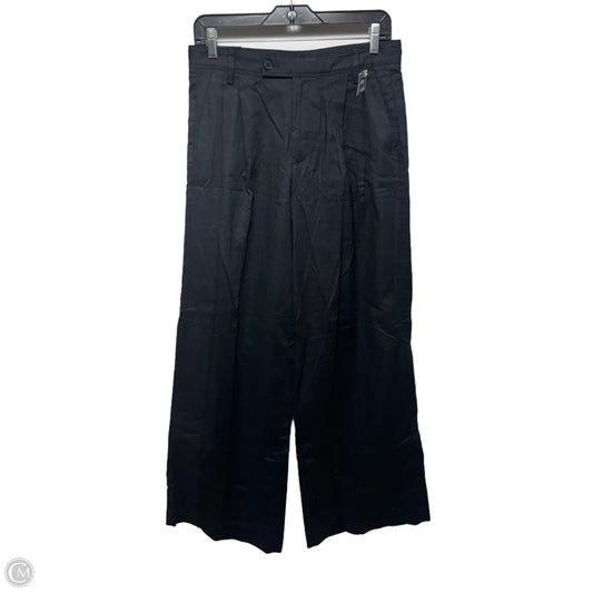 Linen Blend Pants Wide Leg High Rise By Banana Republic In Black, Size: 6
