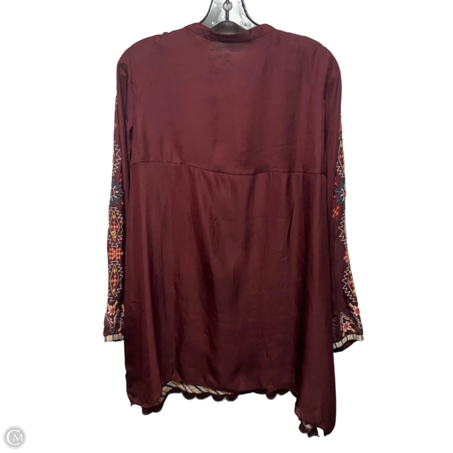 Embroidered Tunic Long Sleeve By Karyn Seo In Maroon, Size: L