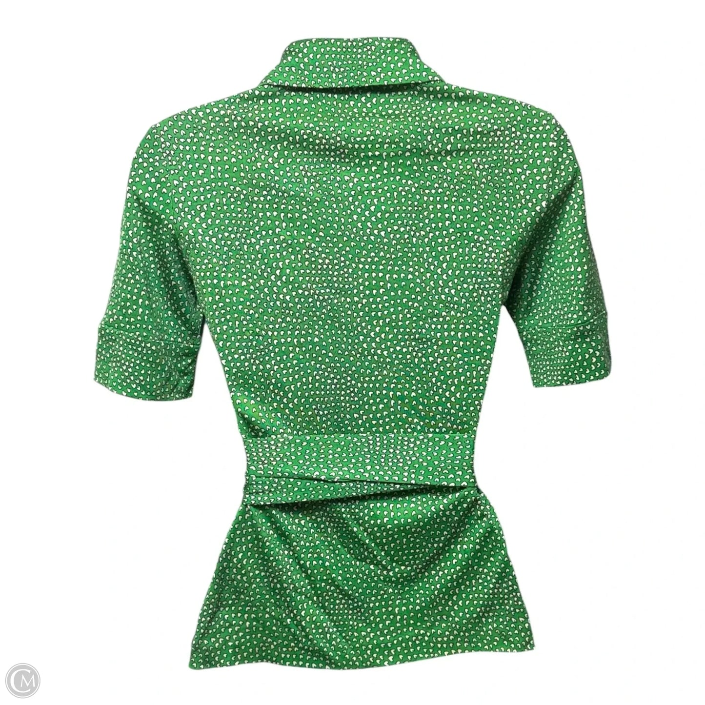 Silk Top Short Sleeve Designer By Diane Von Furstenberg In Green, Size: 0